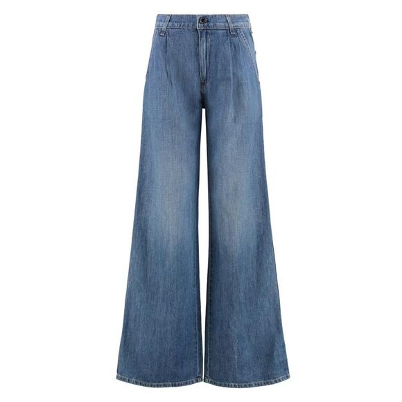 ASKK NY Women's Wide Leg Pleated Denim Pants Women DENIM